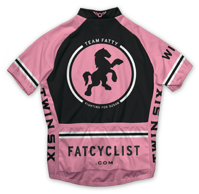 The limited-edition Fat Cyclist pink jersey.